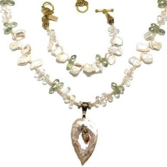 Handmade Jewelry Set by Surdigirl Sliced Agate Druzy Citrine - Main Image